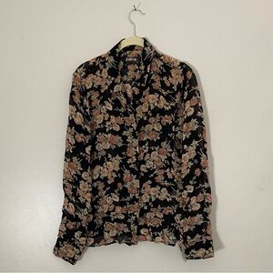 Reformation Black Floral Shirt